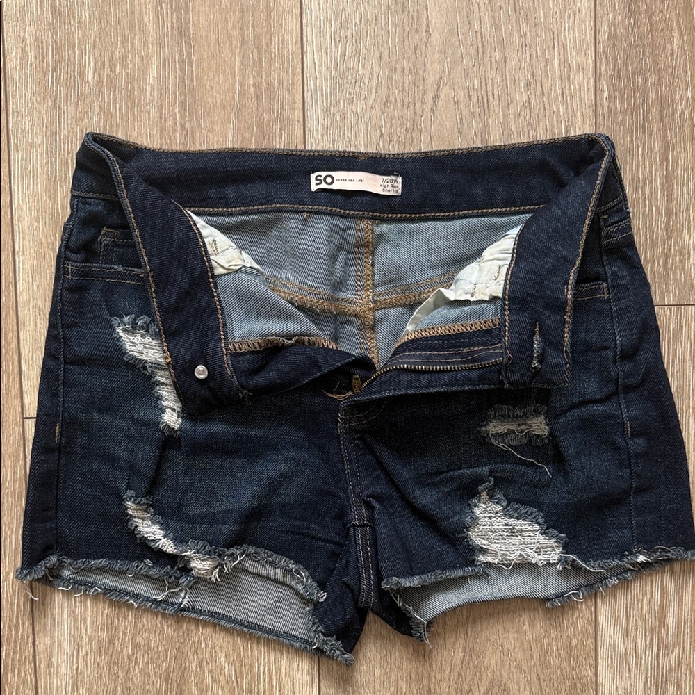 SO Distressed Denim Women Shorts 7/28W